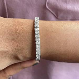 Round Brilliant Cut Moissanite Tennis <b>Bracelet</b> 925 <b>Silver</b> 14K/18K Gold Plated Luxury Unisex <b>Bangle</b> for Wedding Party Gift - Product Image 1