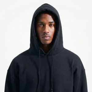 <b>Men</b> <b>Black</b> Hooded Sweatshirt Regular Fit <b>Fleece</b> Casual Pullover Front Pocket Solid Color Streetwear 100% Cotton Anti-Pilling - Product Image 6