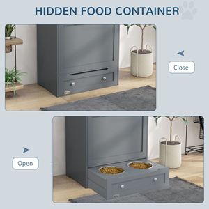 Mobiletto Contenitore Grigio per Alimenti per Animali Domestici con Ciotole Rialzate e Accessori per l'Idratazione - Product Image 5
