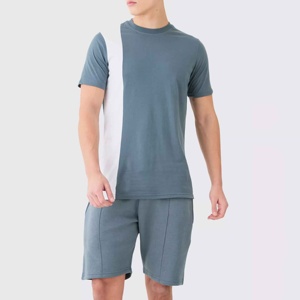 Conjunto de Verano para Hombre, 2 Piezas, Casual, Transpirable, con Logotipo Personalizado, 100% Algodón, con Botones, Venta al Por Mayor - Product Image 1