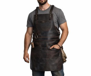 Tablier en cuir pleine fleur robuste, anti-odeur, finition professionnelle pour artisans et artisanes, protection d'atelier LPN-0240 - Product Image 1