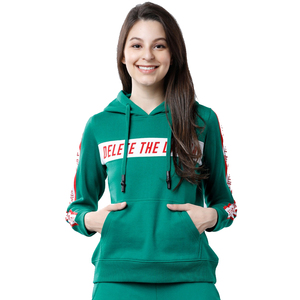 เสื้อสเวตเชิ้ตมีฮู้ดสีเขียวสำหรับผู้หญิงพร้อมพิมพ์ลายตัวอักษรด้านหน้าและกระเป๋าทรงปกติสำหรับใส่ลำลองในฤดูใบไม้ร่วง - Product Image 5