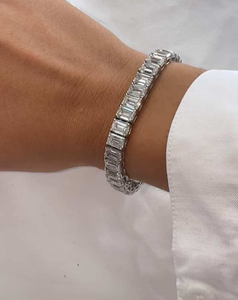 Pulsera de Moissanita Baguette Tipo Tenis, Joyería de Lujo Unisex, Elegante Pulsera con Apariencia de Diamante, Regalo - Product Image 1