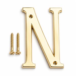 Letra N con tornillos, letra dorada del alfabeto para el hogar, oficina, hotel, placa con nombre, letrero de pared, letrero para puerta, decoración metálica resistente al óxido - Product Image 1