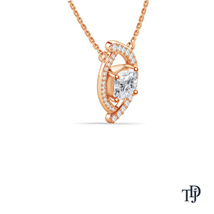 Colgante Solitario de Diamante Natural de 0.3 Ct con Corte Cojín en Forma de Ojo, Oro de 10K, Engaste de Cuatro Puntas con V-Bail, Clásico para Compromiso - Product Image 4