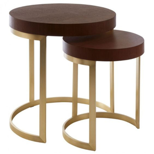 Tables d'appoint gigognes de luxe cylindriques en métal, finition argentée brillante, texture unique et moderne, écologiques - Product Image 2