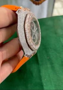Luxury Fashion <b>Chronograph</b> Watch Stainless Steel Case Orange Silicone Band 43mm Dial Sapphire Crystal Quartz Movement Unisex - Product Image 3