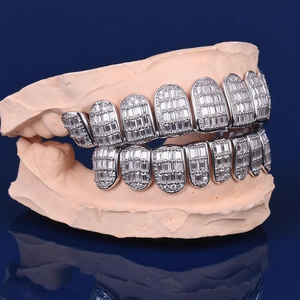 <b>Diamond</b> Grillz for <b>Teeth</b> Hip Hop Iced Out <b>Tooth</b> Jewelry Unisex Men Women Statement Dental Accessory Wholesale Manufacturer - Product Image 3