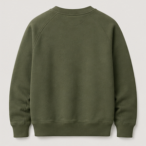 Customize <b>Moss</b> <b>Green</b> Mens Oversized Athletic Wide Rib Crewneck Pullover Sweatshirt Dense Cotton Blend Fleece MCRW-0034 - Product Image 2