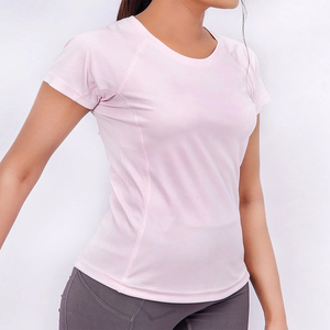 Camisetas de manga corta para mujer de buena calidad, estilo urbano, color rosa claro, de algodón y poliéster para adulto. - Product Image 4