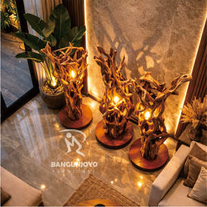 Support de lampe en bois de teck - Design en bois massif écologique et durable pour salon, chambre, bureau à domicile et appartement - Product Image 2