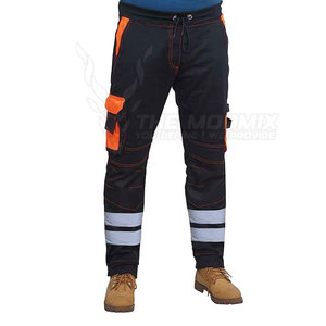 Men Breathable Quick Dry <b>Work</b> Pants Polyester Reflective Safety <b>Cargo</b> Pants with Orange Accents and Knee Pockets - Product Image 2