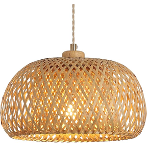 Lámpara Colgante de Bambú Tejido de 17.8 Pulgadas, Lámpara de Techo Colgante Hecha a Mano, Iluminación Rústica Ajustable para Cocina - Product Image 1