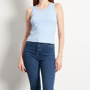 Top sin mangas con cuello redondo y encaje para mujer, estilo chaleco, ajustado y sexy, con botones, de seda/algodón - Product Image 6