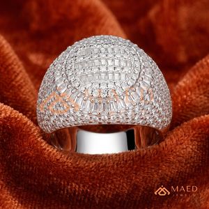 Men's 925 Sterling Silver Iced Out Baguette <b>Ring</b> Round <b>Ring</b> Hip Hop Jewellery White Gold Finish Lab Diamond <b>Statement</b> <b>Ring</b> - Product Image 2