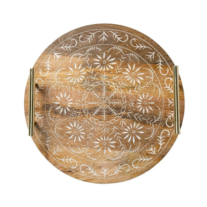 Décoration de cuisine vintage, prix de gros, vente chaude, design luxueux, plateau de service marocain en bois, plateau en bois multifonctionnel - Product Image 1