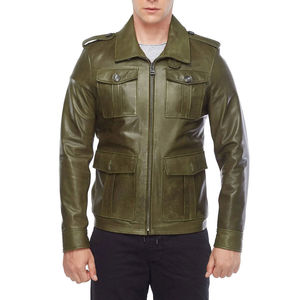 <b>Men</b> Classic Genuine Leather <b>Jacket</b> Soft Comfortable Casual Full Zip Durable Everyday Regular Fit Outerwear Breathable Quick Dry - Product Image 4