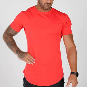 T-shirt pour homme à manches courtes, coupe ajustée, col rond, gris uni, jersey tricoté à séchage rapide, vêtements décontractés - Product Image 6