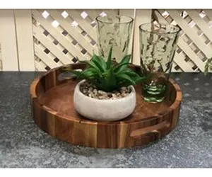 Bandeja de madera premium para comidas elegantes, estilo rústico, para servir café, bandeja de madera para exhibición en boutiques, chapada. - Product Image 4