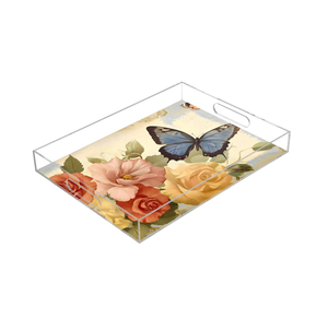 Modern Craft Eco-Friendly Kitchen Food <b>Storage</b> Acrylic tray Transparent Printed Tray With Cut Handle Service Tray - Product Image 2