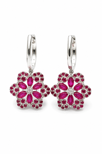 Boucles d'oreilles en saphir bleu et diamant, plaquées rhodium, argent sterling 92,5, cadeau de mariage ou de fête, KLST-31074 - Product Image 4