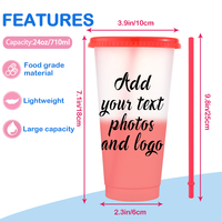 Gobelets en plastique personnalisables par sublimation, 24 oz, changeant de couleur, avec couvercle, pour l'été, pour l'extérieur, vente en gros