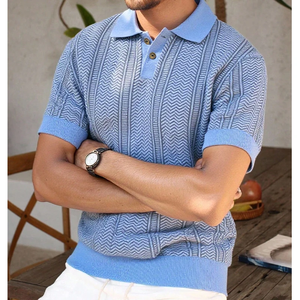 เสื้อเชิ้ตผู้ชายผ้าถักเนื้อเรียบ แขนสั้น แต่งลาย ทันสมัย สไตล์ลำลอง ธุรกิจ ปกติดกระดุม เป็นมิตรกับสิ่งแวดล้อม ระบายอากาศได้ดี - Product Image 3