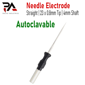 Électrode à aiguille droite réutilisable en acier inoxydable de qualité chirurgicale, 23x0,8 mm, pointe active 4 mm, tige monopolaire - Product Image 2