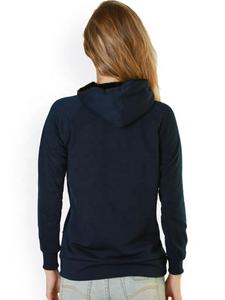 Nouveau style – Sweat à capuche polaire uni bleu marine pour femme avec demi-fermeture éclair, respirant et isolant pour l'hiver et l'automne - Product Image 6
