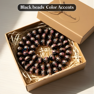 EXCEL EXPORTS Cuentas Sueltas de Vidrio y Cobre Negro de 16 mm, Hilo de 8 Pulgadas, Suministros para Fabricación de Joyería Artesanal, STR-295 - Product Image 5