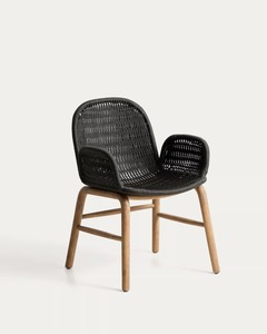 Chaise de salle à manger moderne en teck de qualité supérieure avec revêtement en microfibre et pieds en bois - Meubles de salle à manger écologiques - Product Image 3