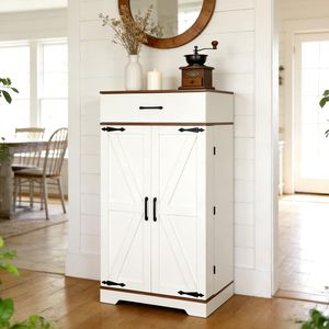 Armoire de cuisine moderne de style farmhouse, 47 pouces, en bois massif, pour rangement - Product Image 2