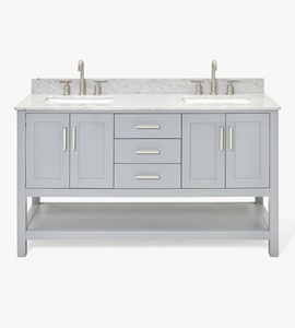 Meuble-lavabo de salle de bain personnalisé Sarah 61 pouces, double vasque, 4 options de finition, directement de l'usine au Vietnam - Product Image 1