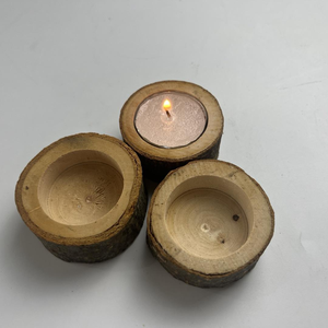 Porte-bougie en bois rond rustique fait main GUANSEN GS145 Wabi Sabi en écorce d'arbre pour Noël - Product Image 3