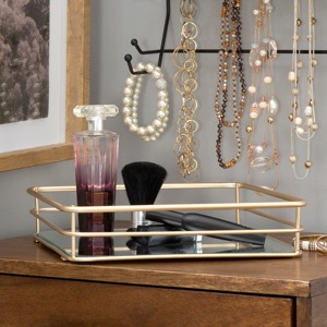 Luxury <b>Black</b> Gold Marble Effect Metal Vanity <b>Tray</b> Set 23cm and 19.5cm Round Storage Holder for Bathroom Sink - Product Image 6