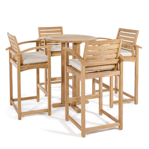 Outdoor Folding <b>Table</b> and Bar Chair with Teak Wooden Frame Soft material and cushion <b>for</b> <b>Garden</b> Furniture Set - Product Image 1
