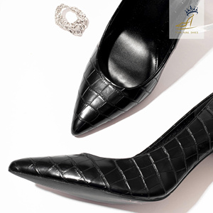 Chaussures à talons aiguilles effet croco mat de haute qualité pour femmes, 9 cm, à enfiler, en PU, pour le bureau, ODM Vietnam - Product Image 4