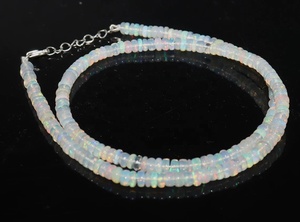 Collier en opale de feu éthiopienne AAA, 4 mm, 15 pouces, perles rondes lisses, collier en pierre - Product Image 5