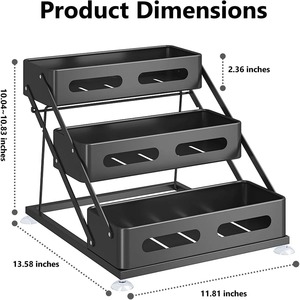 Estante de especias de metal negro de 3 niveles para botellas de salsa, recipientes de aceite, frascos de condimentos y se puede usar como estante de almacenamiento para el baño. - Product Image 3