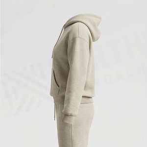 Women's 2 Piece Hooded <b>Sweatshirt</b> Set Solid Color Fleece Casual Loose Fit Full Length Drawstring Pocket All Seasons Wear - Product Image 3