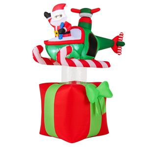 6 Feet Christmas Inflatable Airplane with Built-In Blower Outdoor Holiday Yard Decorations - Product Image 2
