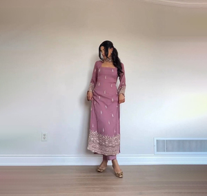 Salwar Kameez de Línea A para Dama de Tela Césped Suizo Satén Floral Estilo Indio Pakistaní para Boda y Fiesta Vestido de Noche Floral - Product Image 1