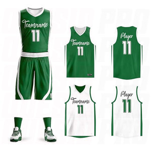 เสื้อบาสเก็ตบอลแบบใส่ได้สองด้านสำหรับผู้ชายและเยาวชน สีเขียวและสีขาว ชุดกีฬาแบบมืออาชีพที่ระบายอากาศได้ดี พิมพ์ชื่อและหมายเลข ชุดกีฬาทีม - Product Image 1