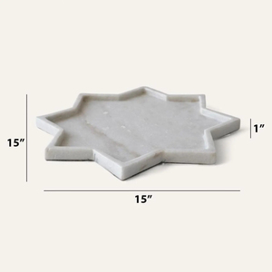 Modern Light Luxury Star Shape White <b>Marble</b> Luxury Stone <b>Large</b> Size Designer Serving Tray for Home Decor In Low Price From India - Product Image 3