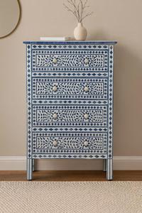 Cajón con Incrustaciones de Hueso de ILAHI, Diseño Moderno con Detalles de Ágata, Mueble Portátil para el Hogar - Product Image 1