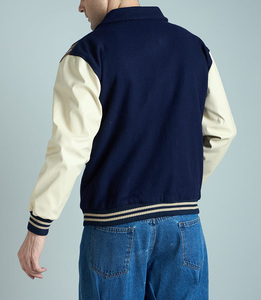 Veste d'hiver pour homme en laine/polyester, coupe ajustée, col montant, chauffante, style varsity, fermeture à boutons recouverts, coupe-vent - Product Image 5