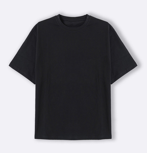 Camiseta de Manga Corta con Cuello Redondo para Hombre, Negra, 100% Algodón, Corte Regular, Informal, Color Sólido, Tejido de Punto Liso - Product Image 1