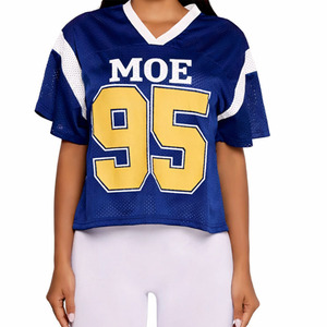 Camisetas Modernas para Mujer, Jersey de Fútbol Americano Personalizado, Cuello en V, Estilo Urbano, Ropa Deportiva de Alto Rendimiento, Marca Privada OEM - Product Image 4