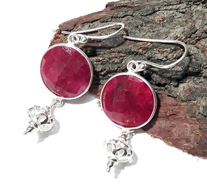 Natural Red Ruby Gemstone Trendy Dangle <b>Earrings</b> Solid 925 Sterling Silver Faceted Ear Wire Handmade Jewelry Women Party - Product Image 4