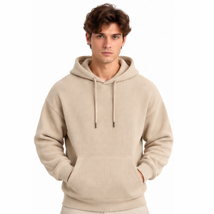 Sweat à capuche en maille gaufrée pour homme, décontracté, à manches longues, thermique, streetwear, pour sports d'hiver, personnalisable, vente en gros de vêtements - Product Image 1